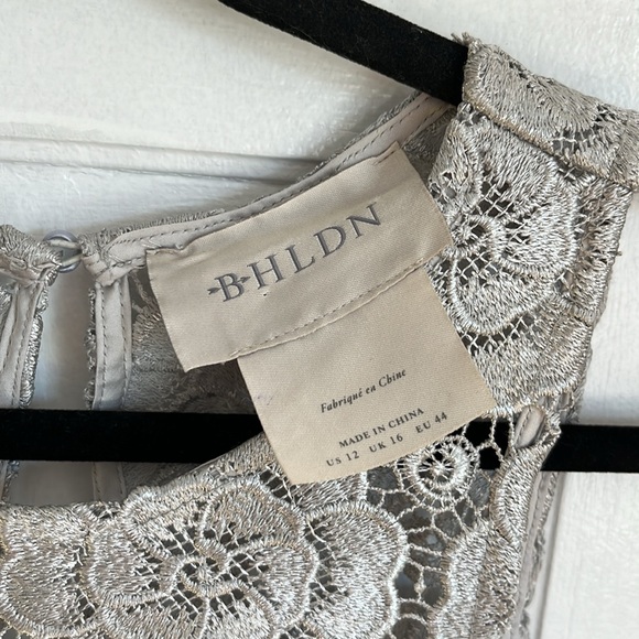 BHLDN Anthropologie Silver Floral Lace Sleeveless Emmeline Dress - Picture 5 of 11
